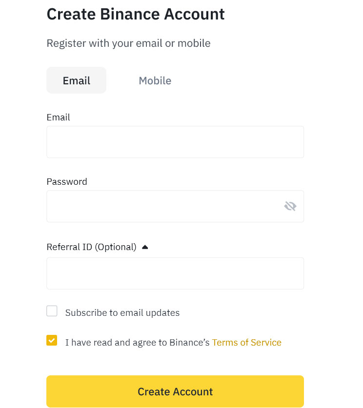 binance sign up