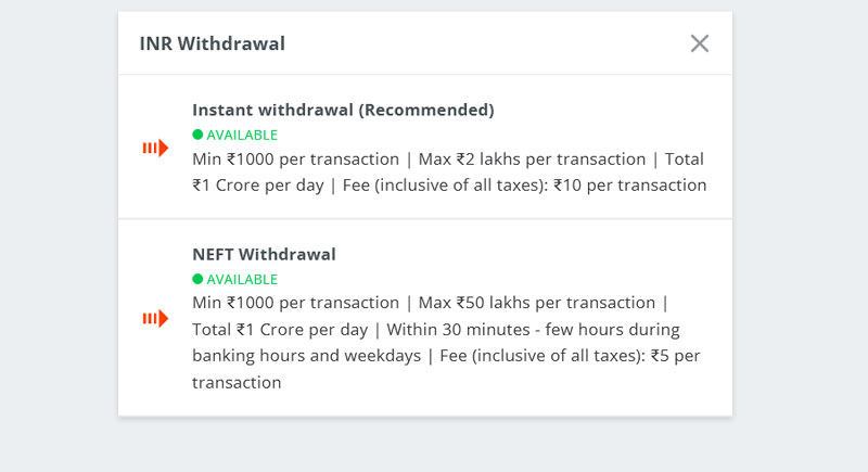 withdrawal options