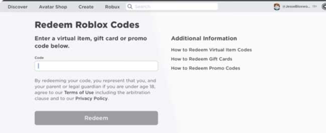 roblox gift card redeem